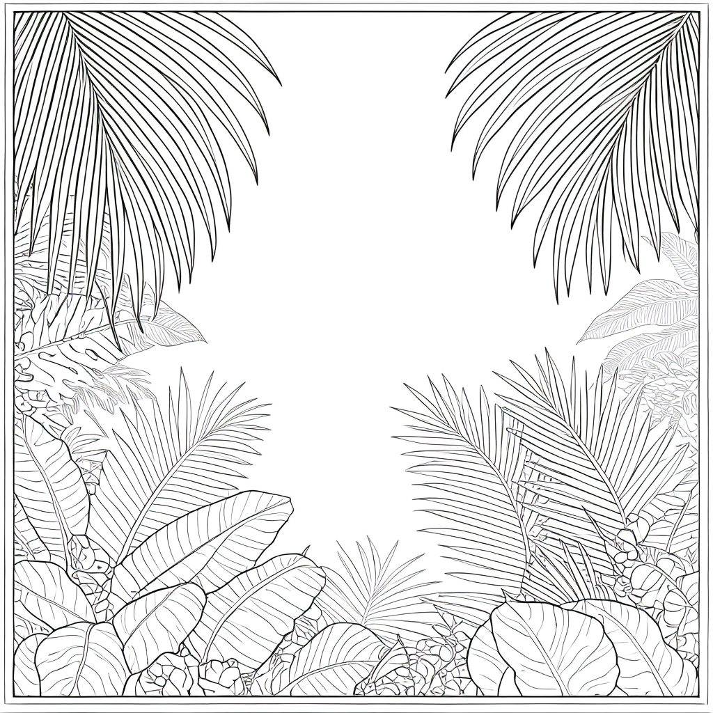 Tropical jungle leaves and palms