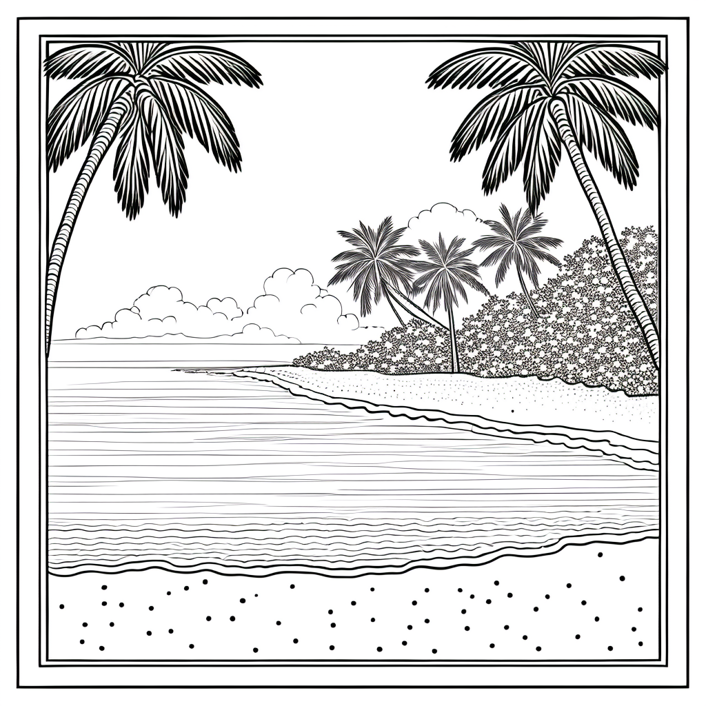 Palm tree beach scene